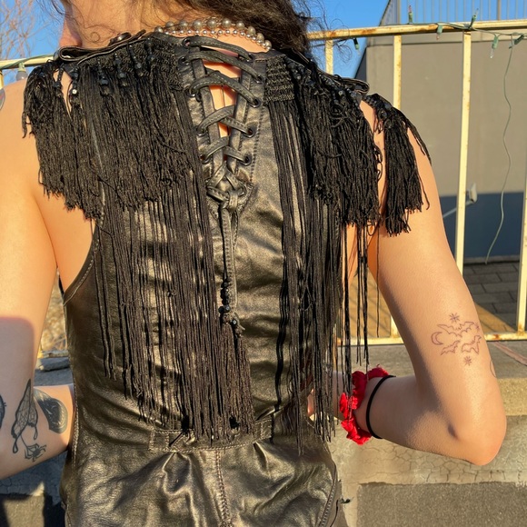 Custom Fringe Leather Vest - Picture 2 of 2